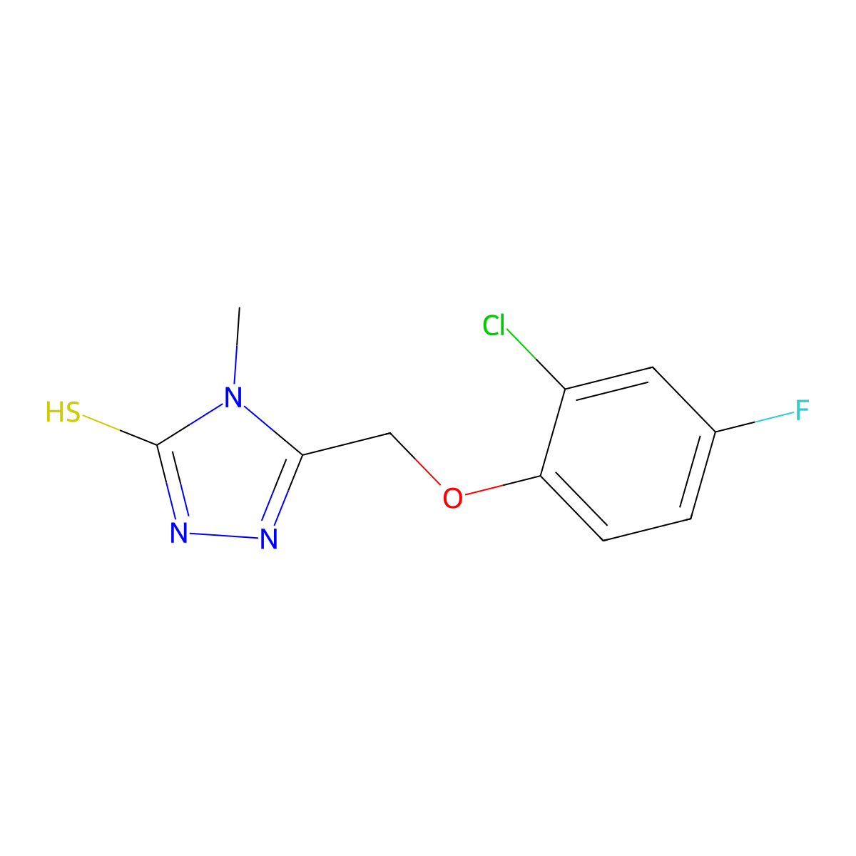 5-[(2-chloro-4-fluorophenoxy)methyl]-4-methyl-4H-1,2,4-triazole-3-thiol molecular structure, CAS 725217-82-3