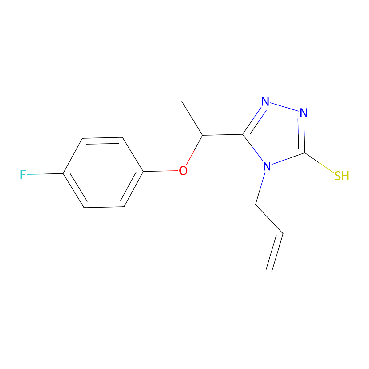 4-allyl-5-[1-(4-fluorophenoxy)ethyl]-4H-1,2,4-triazole-3-thiol molecular structure, CAS 725217-88-9