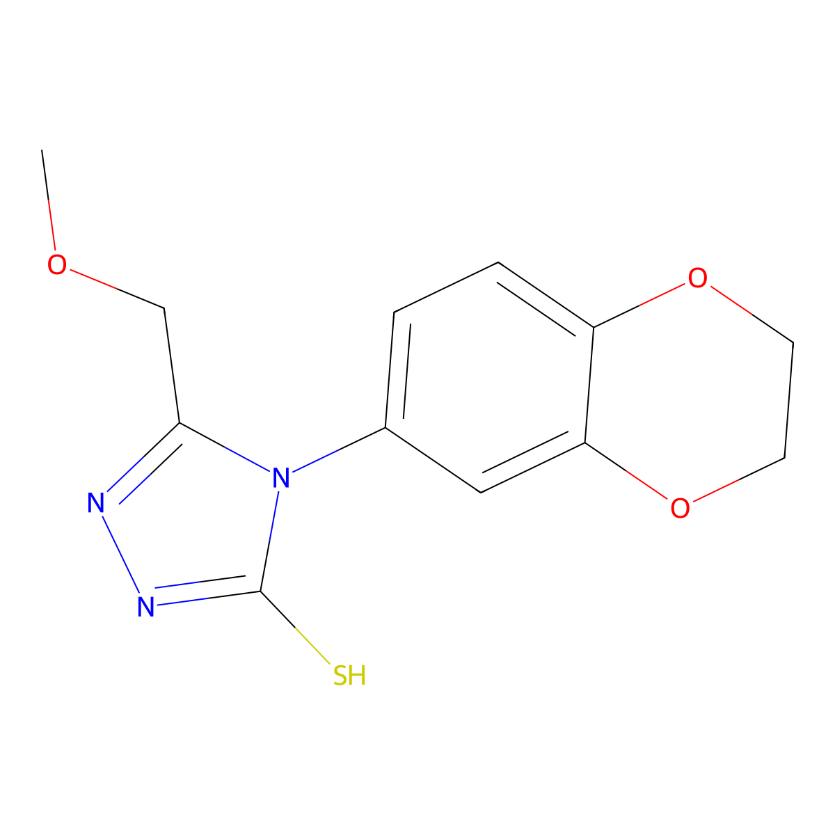 4-(2,3-dihydro-1,4-benzodioxin-6-yl)-5-(methoxymethyl)-4H-1,2,4-triazole-3-thiol molecular structure, CAS 725217-89-0