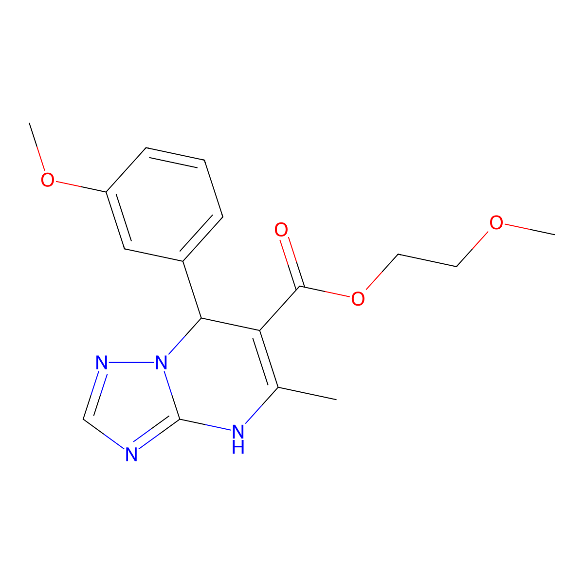 2-methoxyethyl 7-(3-methoxyphenyl)-5-methyl-4H,7H-[1,2,4]triazolo[1,5-a]pyrimidine-6-carboxylate molecular structure, CAS 725217-90-3