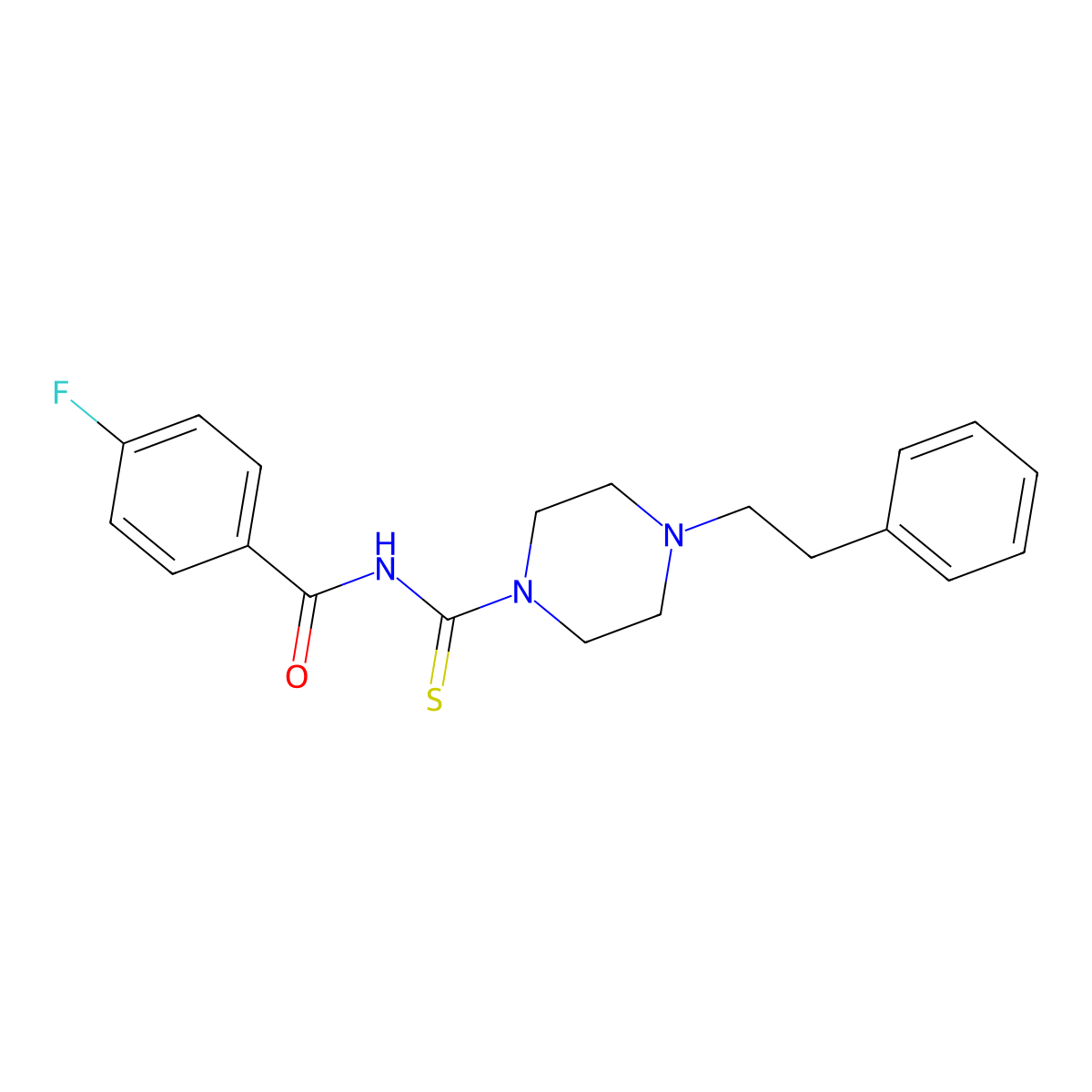 4-fluoro-N-{[4-(2-phenylethyl)piperazin-1-yl]carbonothioyl}benzamide molecular structure, CAS 725218-02-0