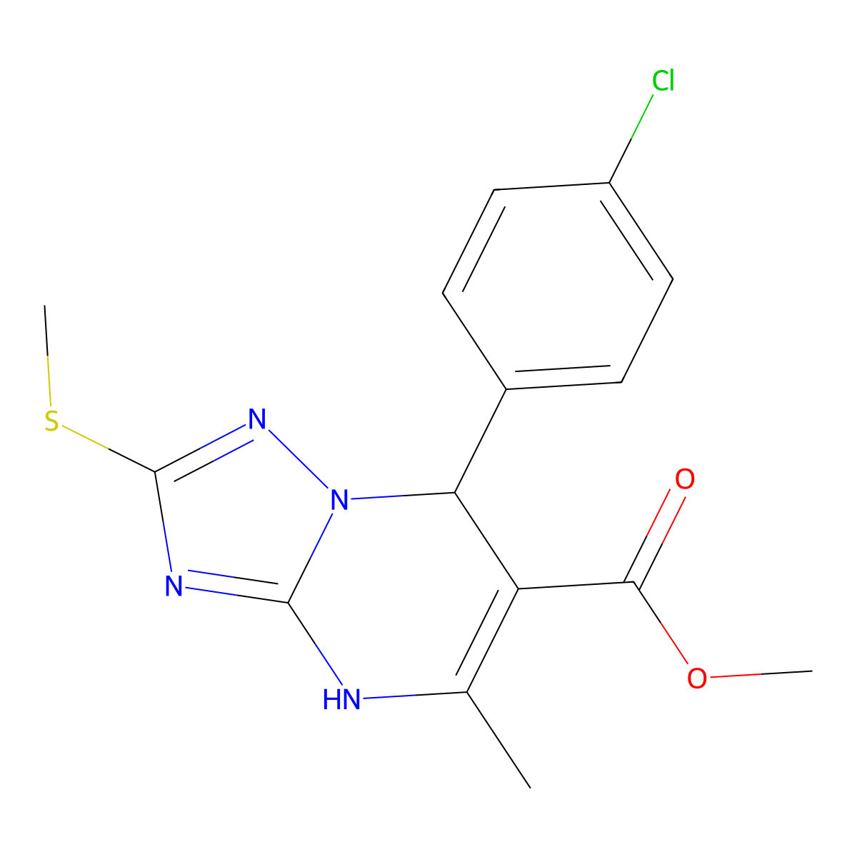 Methyl 7-(4-chlorophenyl)-5-methyl-2-(methylsulfanyl)-4,7-dihydro[1,2,4]triazolo[1,5-a]pyrimidine-6-carboxylate molecular structure, CAS 725218-14-4