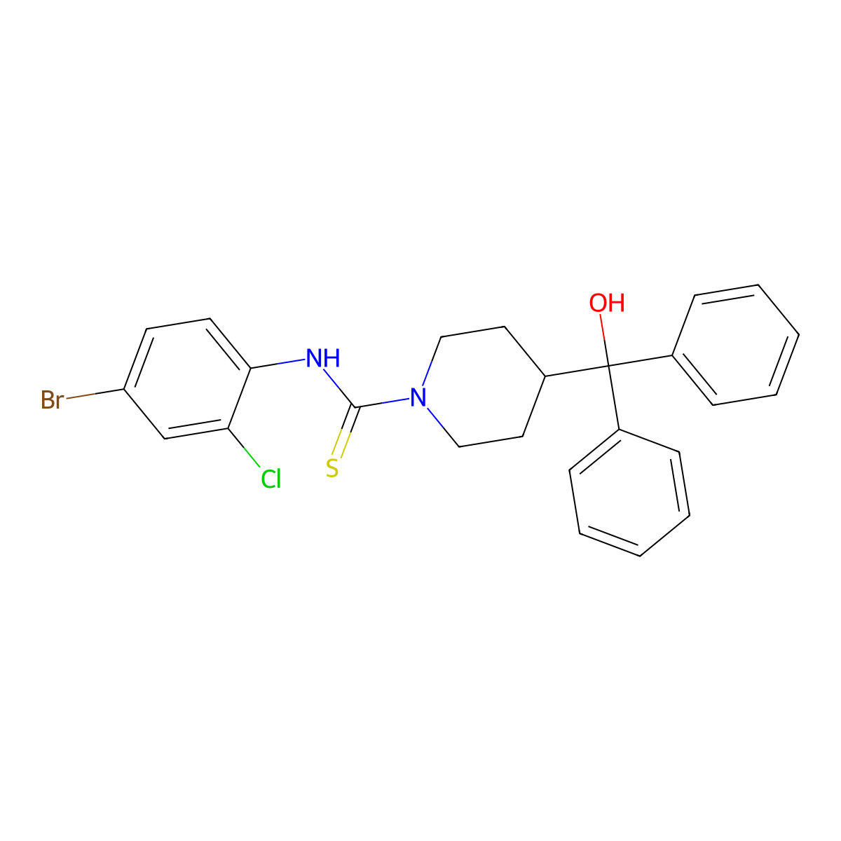 N-(4-bromo-2-chlorophenyl)-4-[hydroxy(diphenyl)methyl]piperidine-1-carbothioamide molecular structure, CAS 725218-15-5