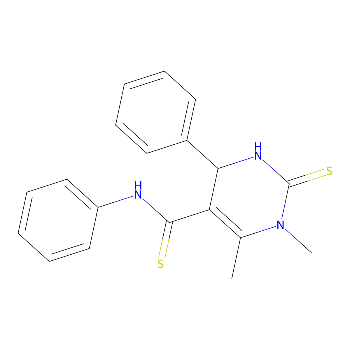 1,6-dimethyl-N,4-diphenyl-2-thioxo-1,2,3,4-tetrahydropyrimidine-5-carbothioamide molecular structure, CAS 725218-22-4