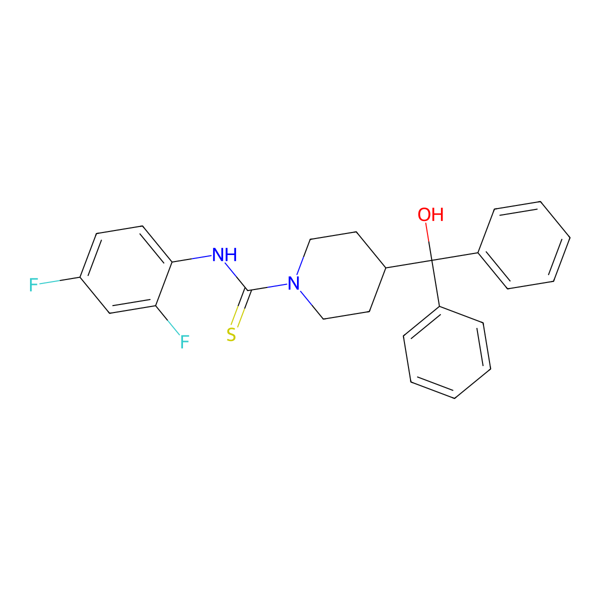 N-(2,4-difluorophenyl)-4-[hydroxy(diphenyl)methyl]piperidine-1-carbothioamide molecular structure, CAS 725218-25-7