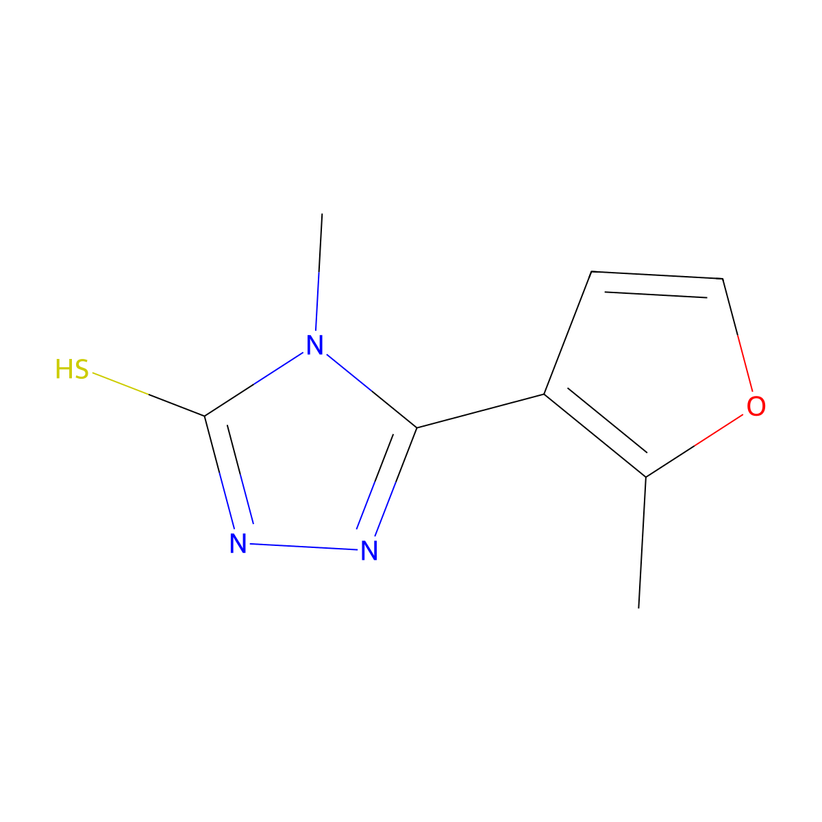 4-methyl-5-(2-methyl-3-furyl)-4H-1,2,4-triazole-3-thiol molecular structure, CAS 725218-31-5