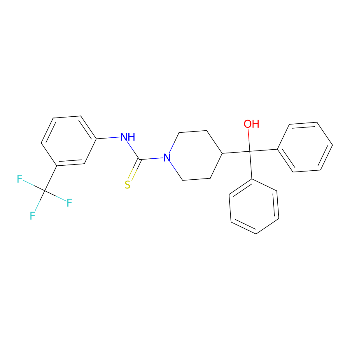 4-[hydroxy(diphenyl)methyl]-N-[3-(trifluoromethyl)phenyl]piperidine-1-carbothioamide molecular structure, CAS 725218-55-3