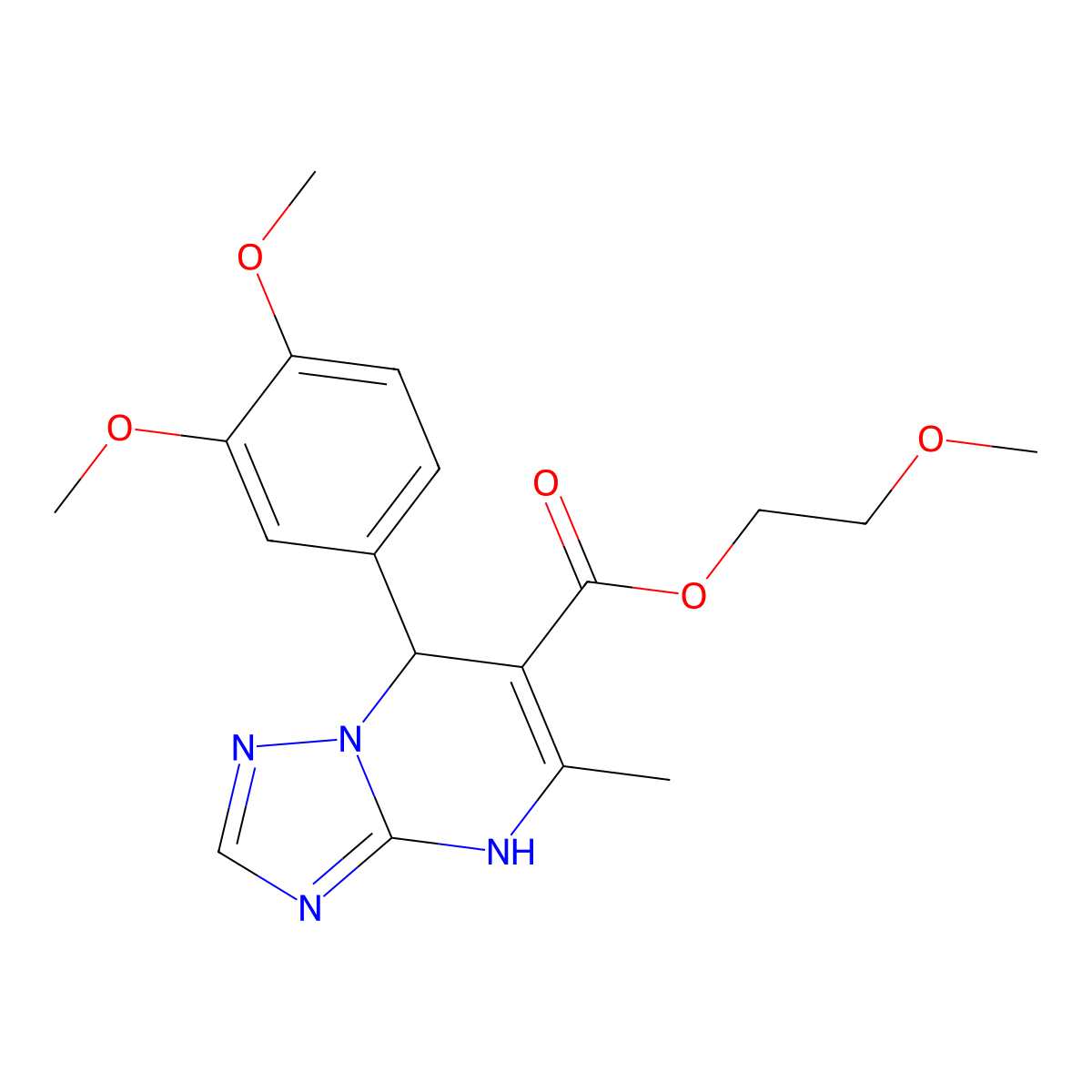 2-Methoxyethyl 7-(3,4-dimethoxyphenyl)-5-methyl-4,7-dihydro[1,2,4]triazolo[1,5-a]pyrimidine-6-carboxylate molecular structure, CAS 725218-81-5