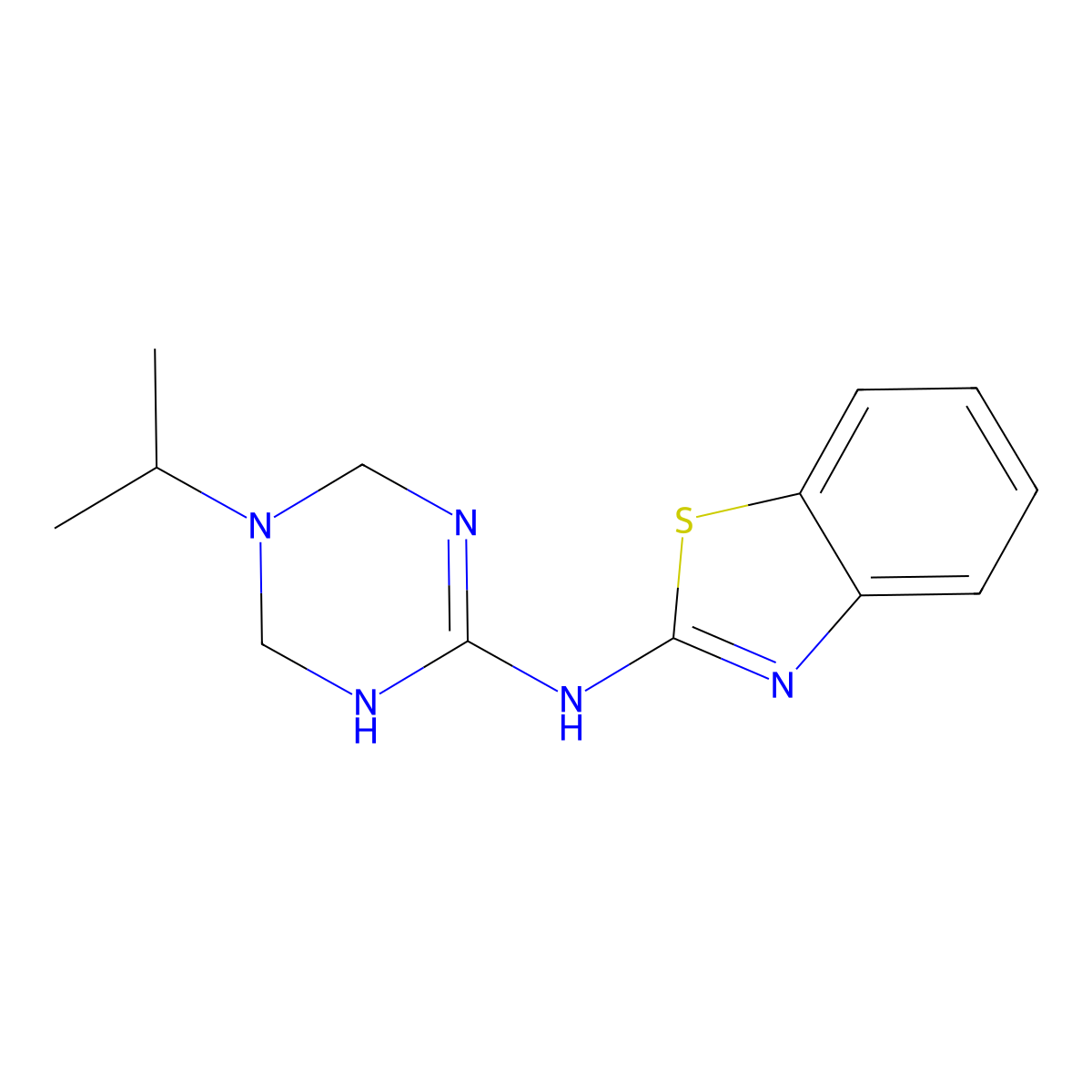 N-(1,3-benzothiazol-2-yl)-N-(5-isopropyl-1,4,5,6-tetrahydro-1,3,5-triazin-2-yl)amine molecular structure, CAS 725219-52-3