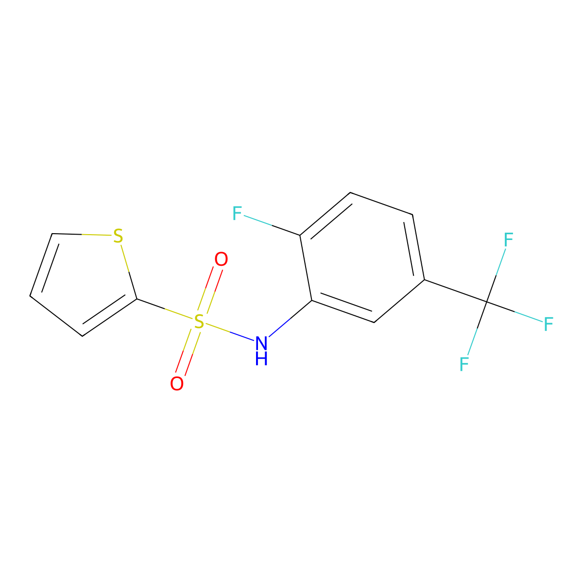N-[2-fluoro-5-(trifluoromethyl)phenyl]thiophene-2-sulfonamide molecular structure, CAS 725219-67-0
