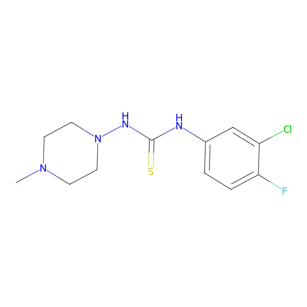 1-(3-Chloro-4-fluorophenyl)-3-(4-methylpiperazin-1-yl)thiourea molecular structure, CAS 725220-78-0