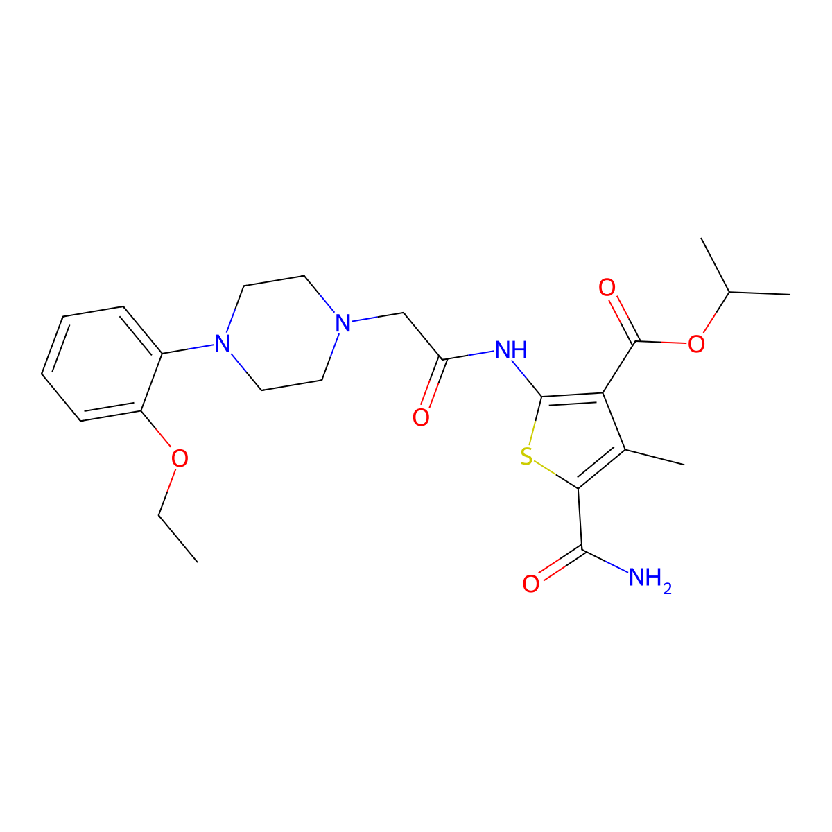 Propan-2-yl 5-carbamoyl-2-({[4-(2-ethoxyphenyl)piperazin-1-yl]acetyl}amino)-4-methylthiophene-3-carboxylate molecular structure, CAS 725221-03-4