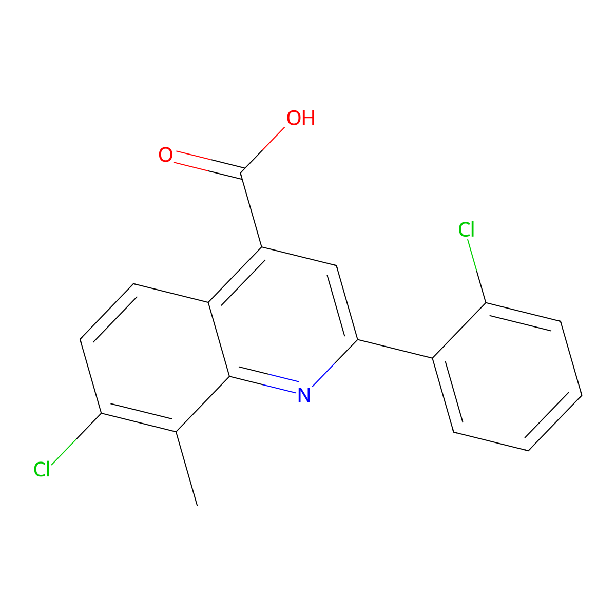 7-Chloro-2-(2-chlorophenyl)-8-methylquinoline-4-carboxylic acid molecular structure, CAS 725221-35-2