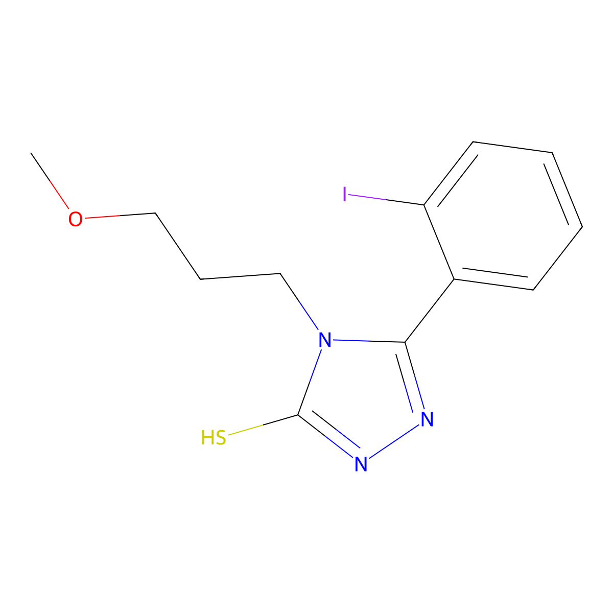 5-(2-iodophenyl)-4-(3-methoxypropyl)-4H-1,2,4-triazole-3-thiol molecular structure, CAS 725221-49-8