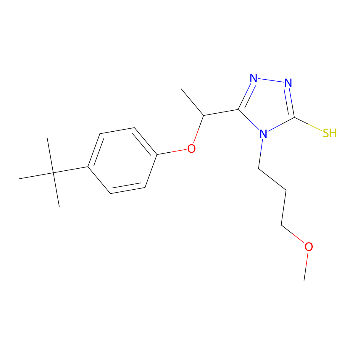 5-[1-(4-tert-butylphenoxy)ethyl]-4-(3-methoxypropyl)-4H-1,2,4-triazole-3-thiol molecular structure, CAS 725221-50-1