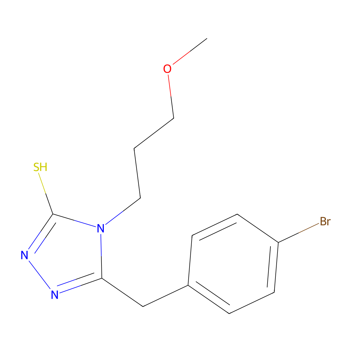 5-[(4-Bromophenyl)methyl]-4-(3-methoxypropyl)-1,2,4-triazole-3-thiol molecular structure, CAS 725221-51-2