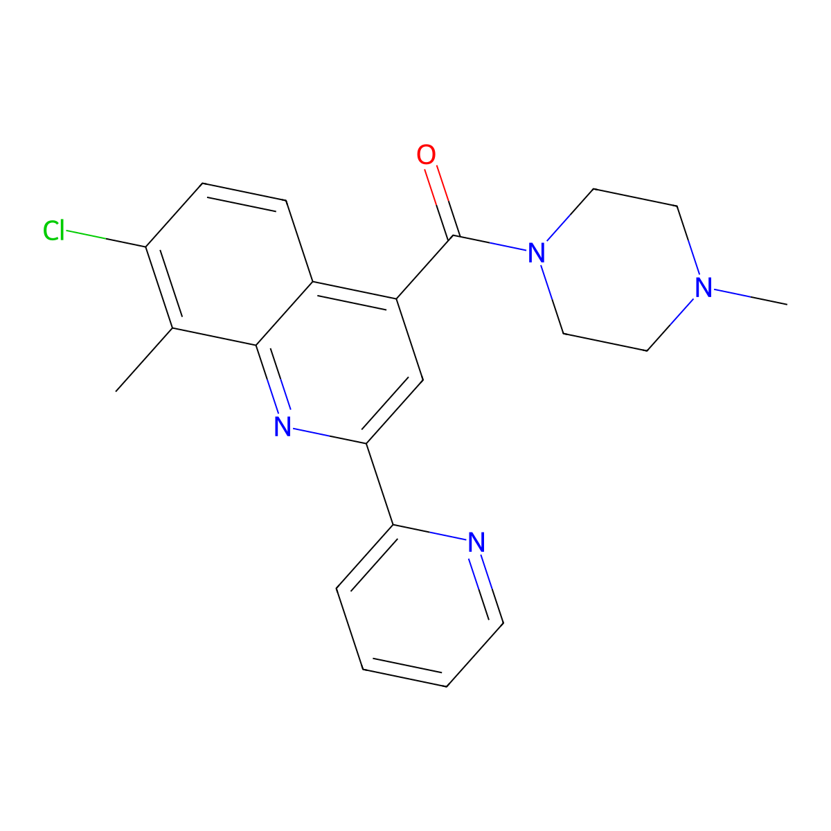 [7-Chloro-8-methyl-2-(pyridin-2-yl)quinolin-4-yl](4-methylpiperazin-1-yl)methanone molecular structure, CAS 725221-69-2