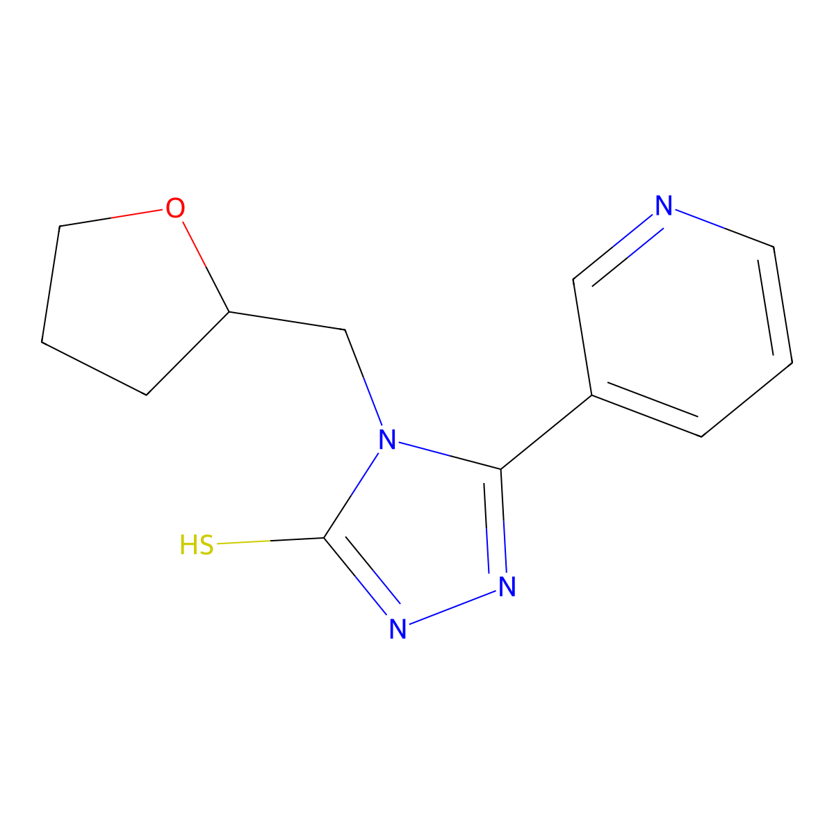 5-(3-pyridinyl)-4-(tetrahydro-2-furanylmethyl)-4H-1,2,4-triazol-3-yl hydrosulfide molecular structure, CAS 725222-07-1