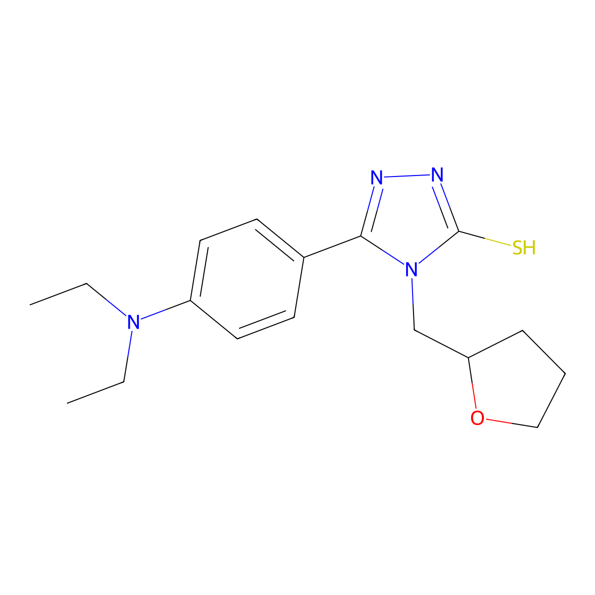 5-[4-(Diethylamino)phenyl]-4-(oxolan-2-ylmethyl)-1,2,4-triazole-3-thiol molecular structure, CAS 725222-09-3