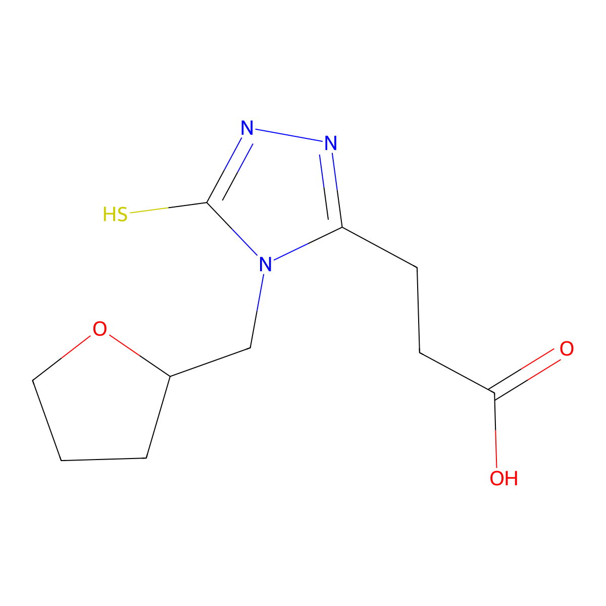 3-[4-(Oxolan-2-ylmethyl)-5-sulfanyl-1,2,4-triazol-3-yl]propanoic acid molecular structure, CAS 725222-19-5