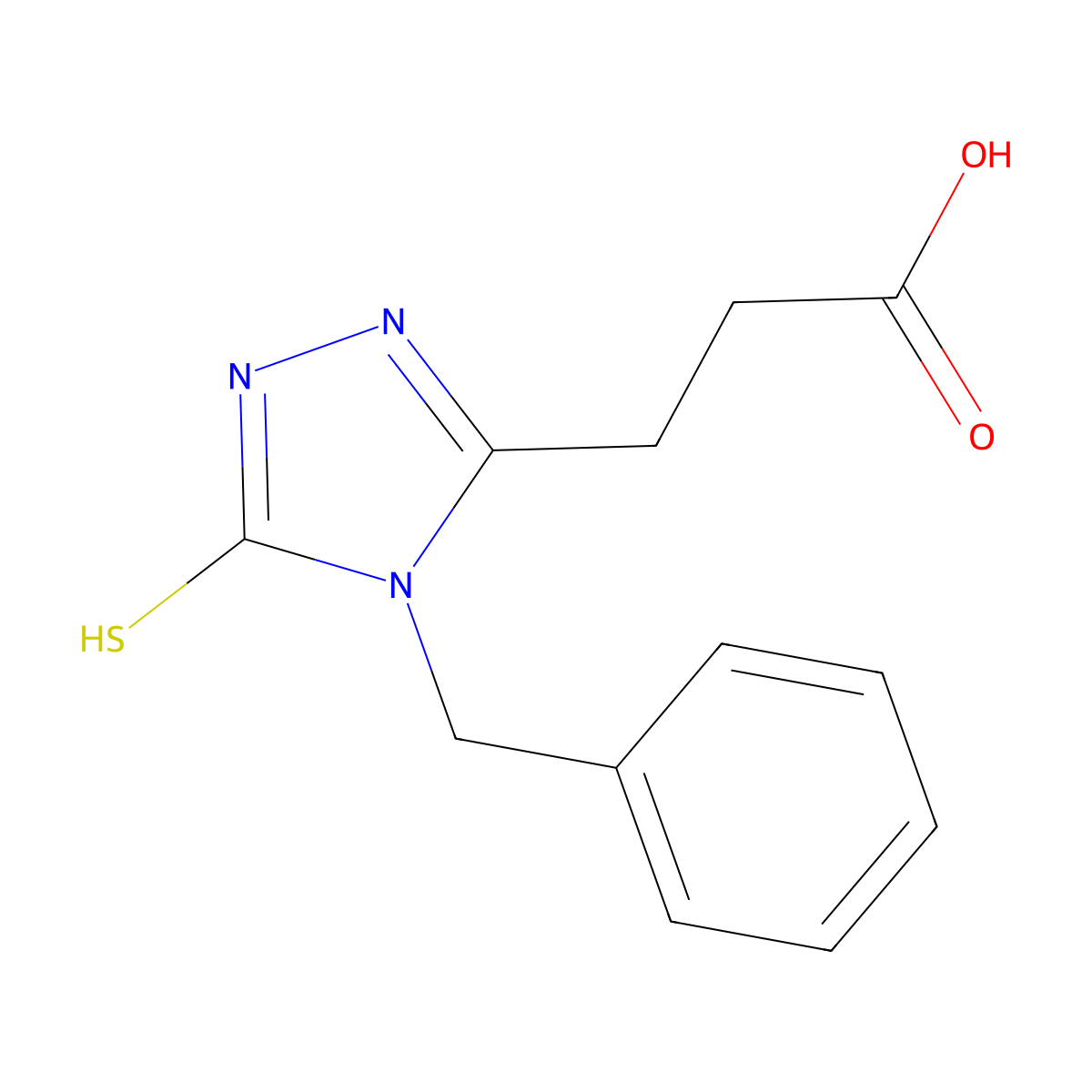3-(4-benzyl-5-sulfanyl-4H-1,2,4-triazol-3-yl)propanoic acid molecular structure, CAS 725222-27-5