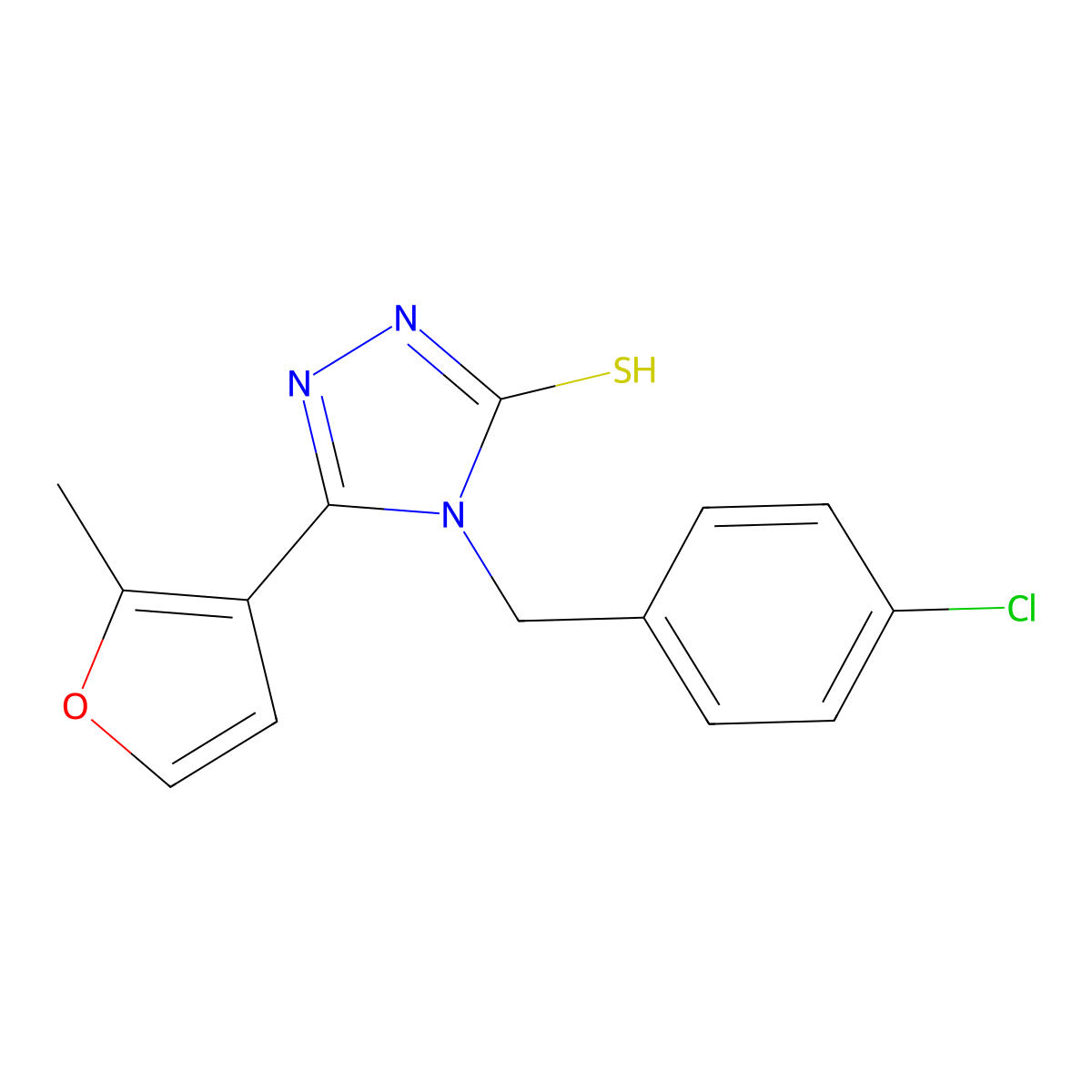 4-(4-chlorobenzyl)-5-(2-methylfuran-3-yl)-4H-1,2,4-triazole-3-thiol molecular structure, CAS 725222-39-9