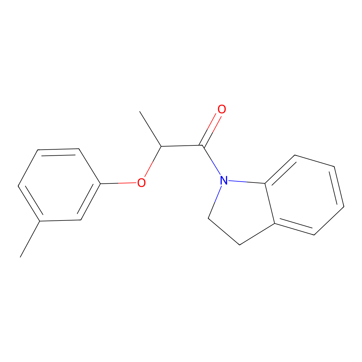 1-(2,3-Dihydroindol-1-yl)-2-(3-methylphenoxy)propan-1-one molecular structure, CAS 725223-94-9