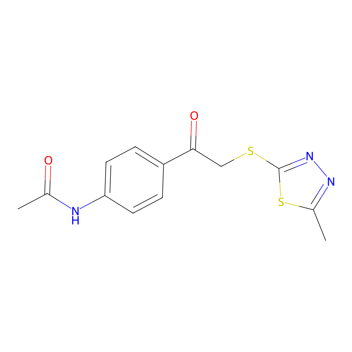 N-[4-[2-[(5-methyl-1,3,4-thiadiazol-2-yl)sulfanyl]acetyl]phenyl]acetamide molecular structure, CAS 725224-61-3