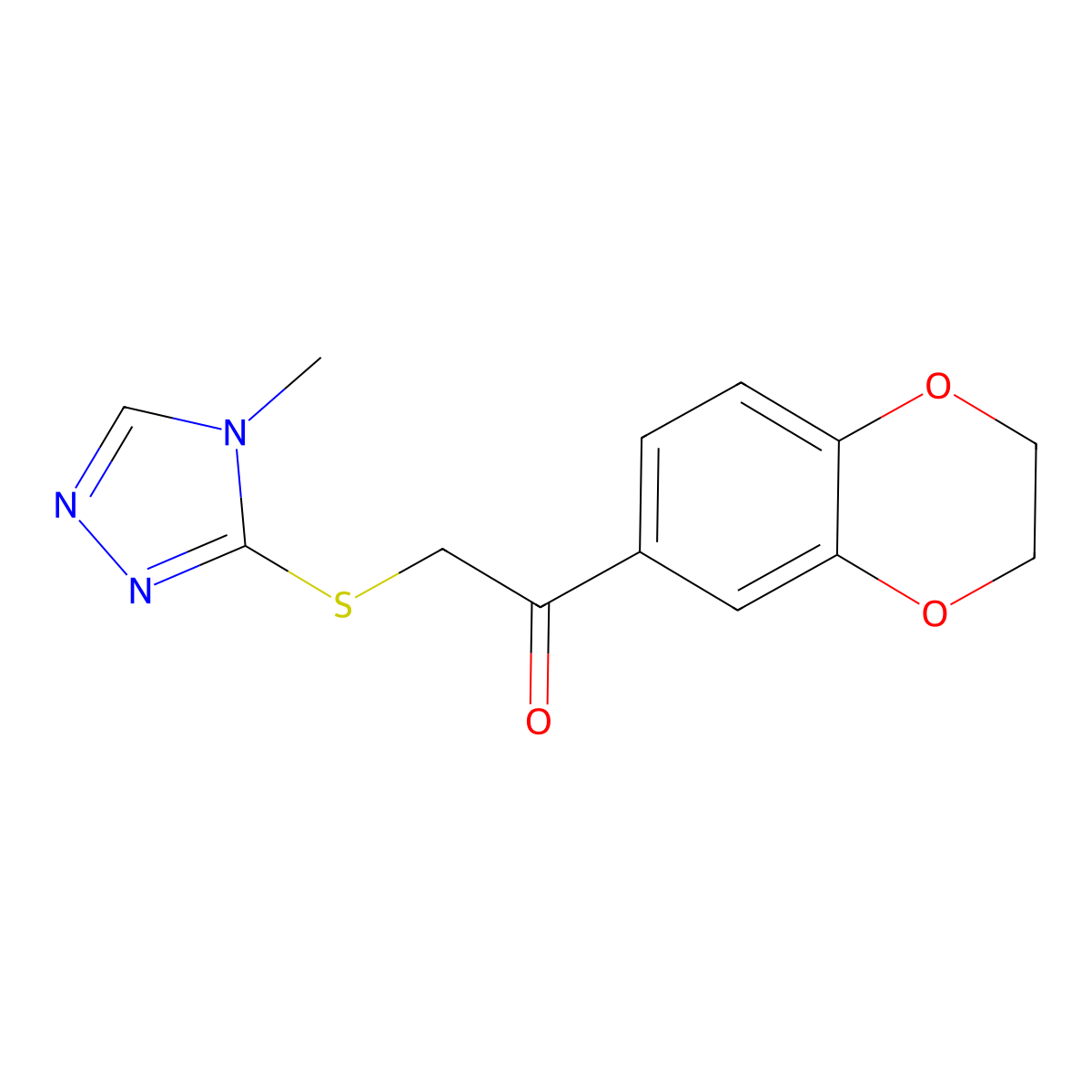 1-(2,3-Dihydro-1,4-benzodioxin-6-yl)-2-[(4-methyl-1,2,4-triazol-3-yl)sulfanyl]ethanone molecular structure, CAS 725224-63-5