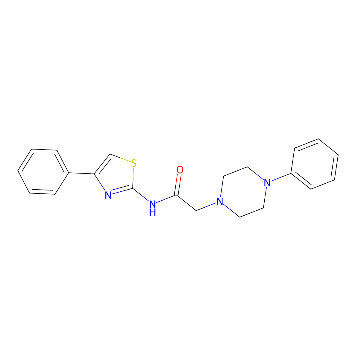 2-(4-phenylpiperazin-1-yl)-N-(4-phenyl-1,3-thiazol-2-yl)acetamide molecular structure, CAS 725225-01-4
