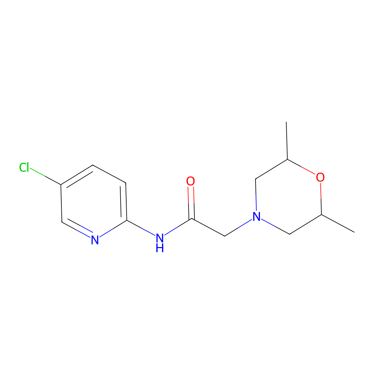N-(5-chloropyridin-2-yl)-2-(2,6-dimethylmorpholin-4-yl)acetamide molecular structure, CAS 725225-12-7