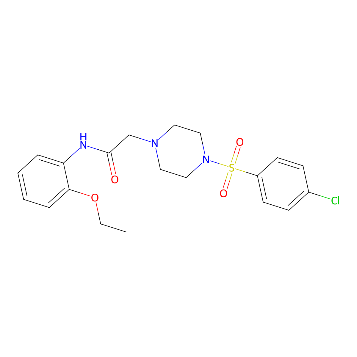 2-[4-(4-chlorophenyl)sulfonylpiperazin-1-yl]-N-(2-ethoxyphenyl)acetamide molecular structure, CAS 725225-27-4