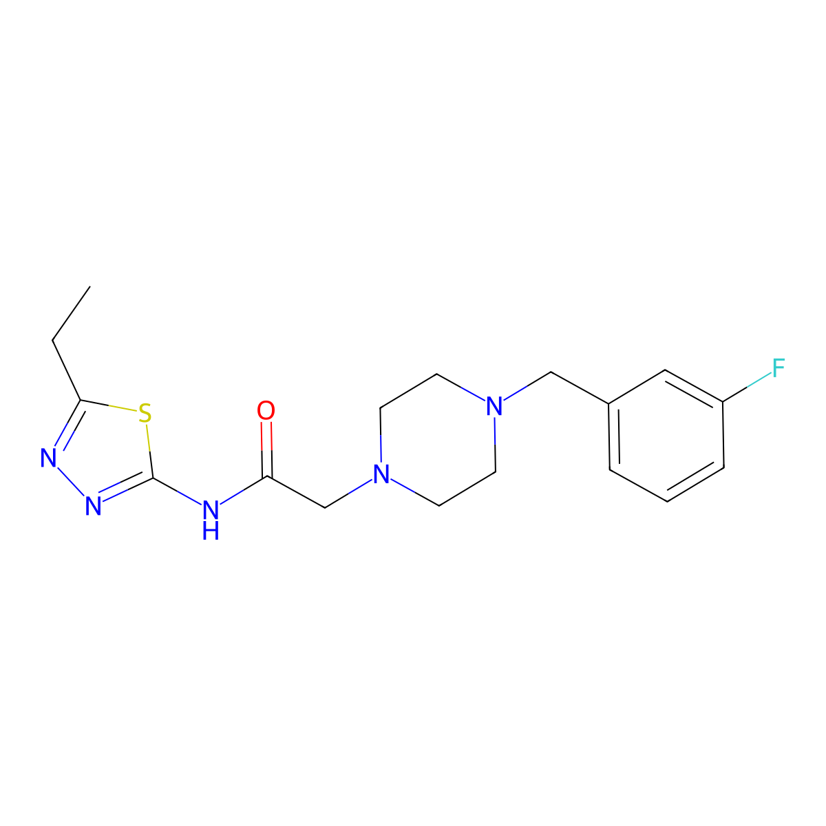 N-(5-Ethyl-1,3,4-thiadiazol-2-YL)-2-[4-(3-fluorobenzyl)-1-piperazinyl]acetamide molecular structure, CAS 725225-47-8