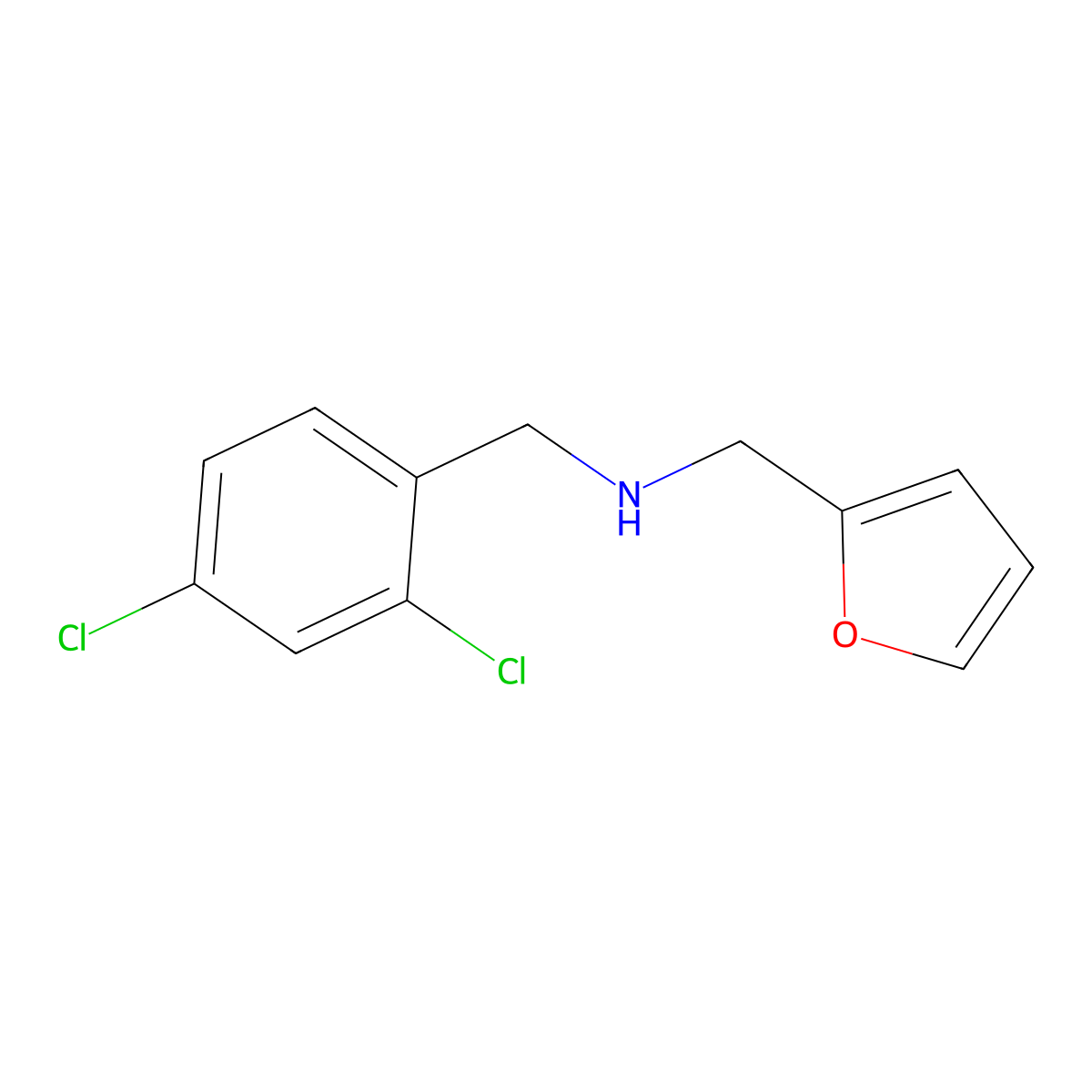 (2,4-Dichloro-benzyl)-furan-2-ylmethyl-amine molecular structure, CAS 725226-21-1