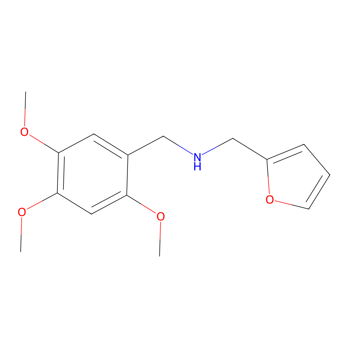 Furan-2-ylmethyl-(2,4,5-trimethoxy-benzyl)-amine molecular structure, CAS 725226-29-9