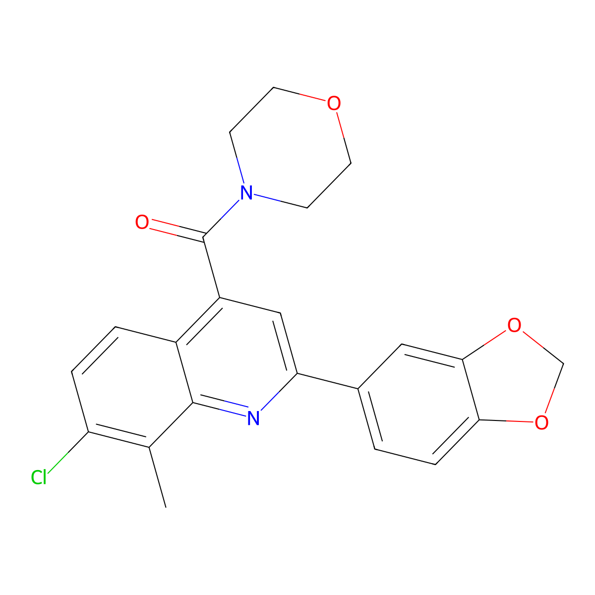 [2-(1,3-Benzodioxol-5-yl)-7-chloro-8-methylquinolin-4-yl](morpholin-4-yl)methanone molecular structure, CAS 725226-32-4