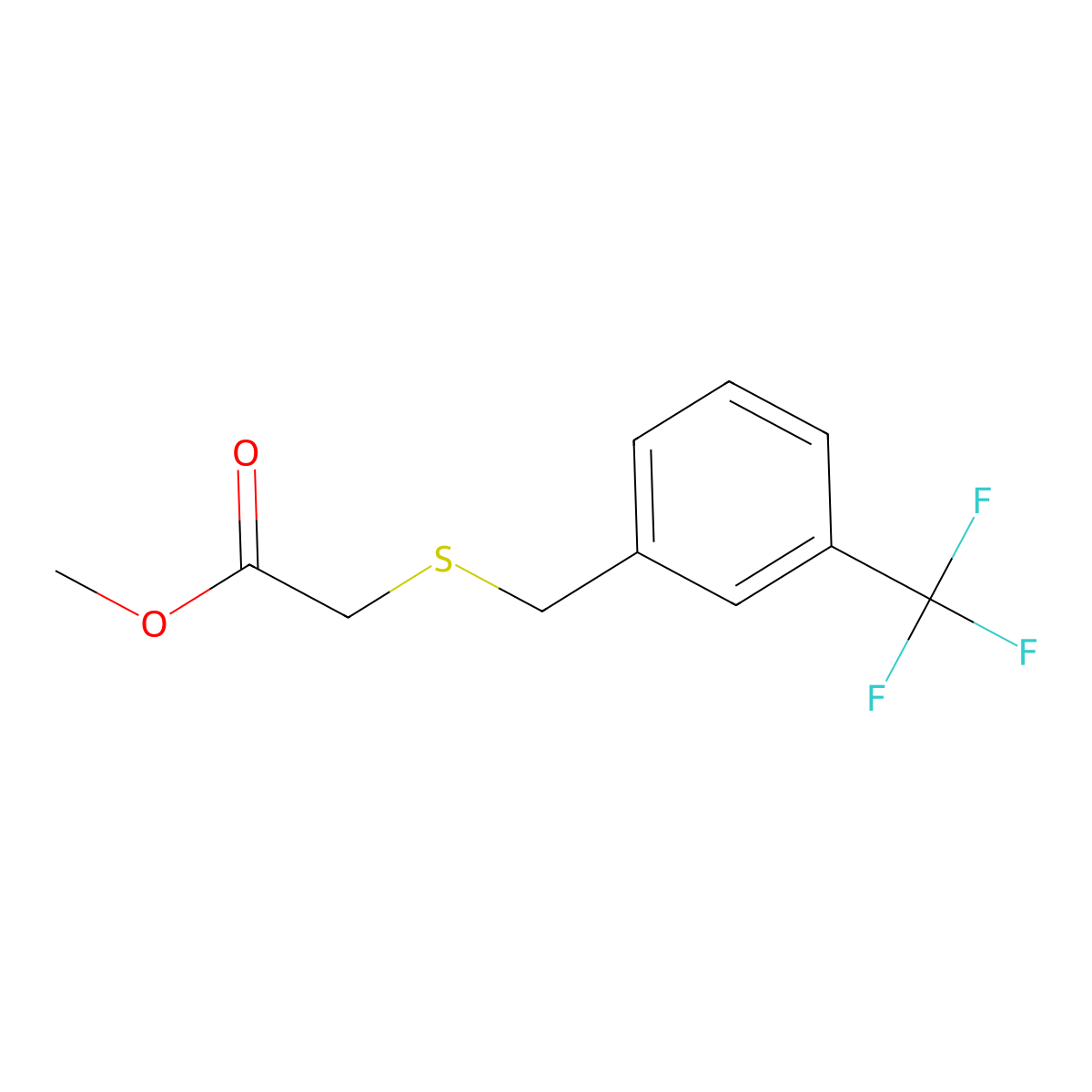 Methyl {[3-(trifluoromethyl)benzyl]sulfanyl}acetate molecular structure, CAS 725226-37-9