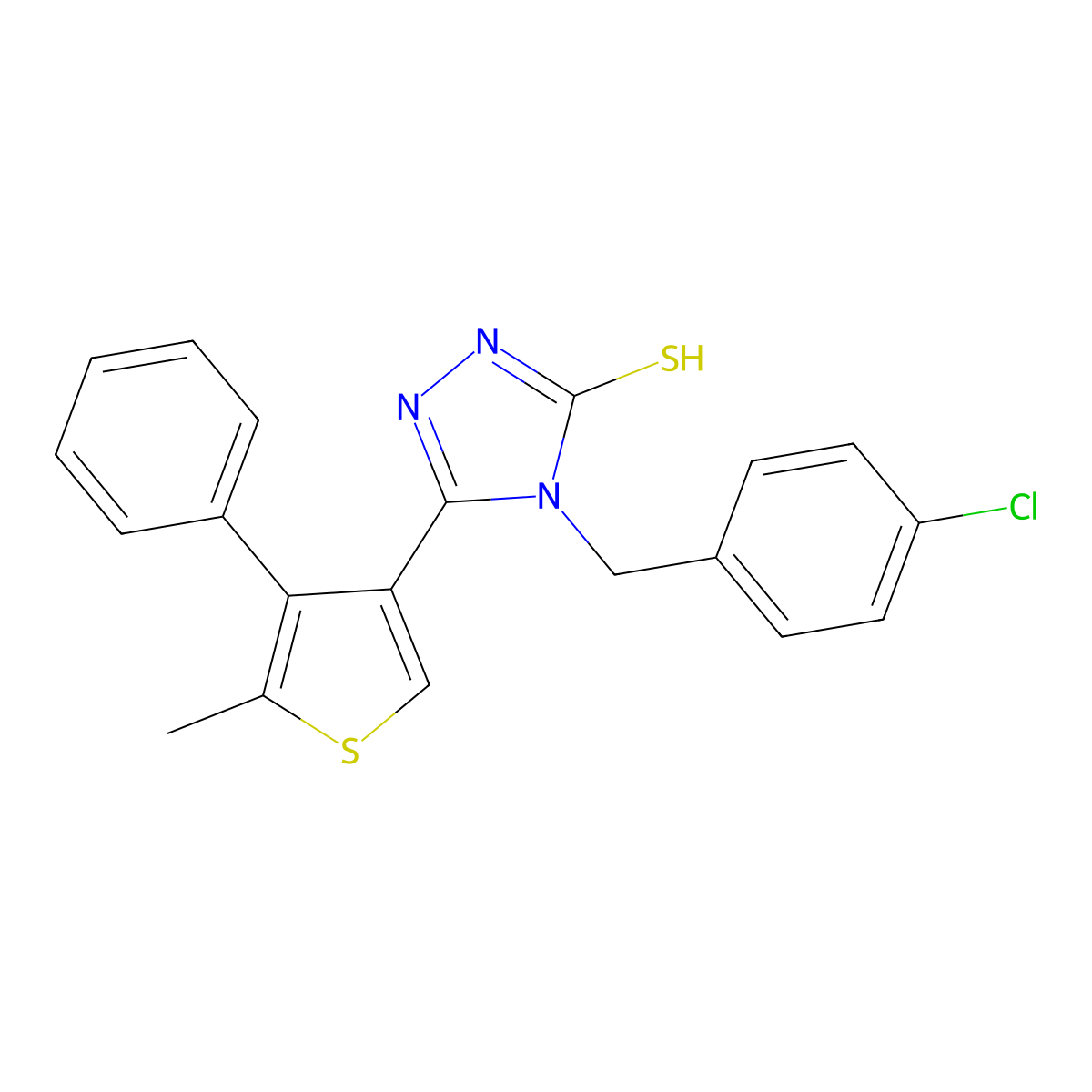 4-(4-chlorobenzyl)-5-(5-methyl-4-phenylthiophen-3-yl)-4H-1,2,4-triazole-3-thiol molecular structure, CAS 725226-47-1