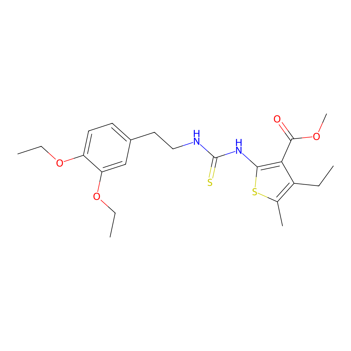 Methyl 2-({[2-(3,4-diethoxyphenyl)ethyl]carbamothioyl}amino)-4-ethyl-5-methylthiophene-3-carboxylate molecular structure, CAS 725226-49-3