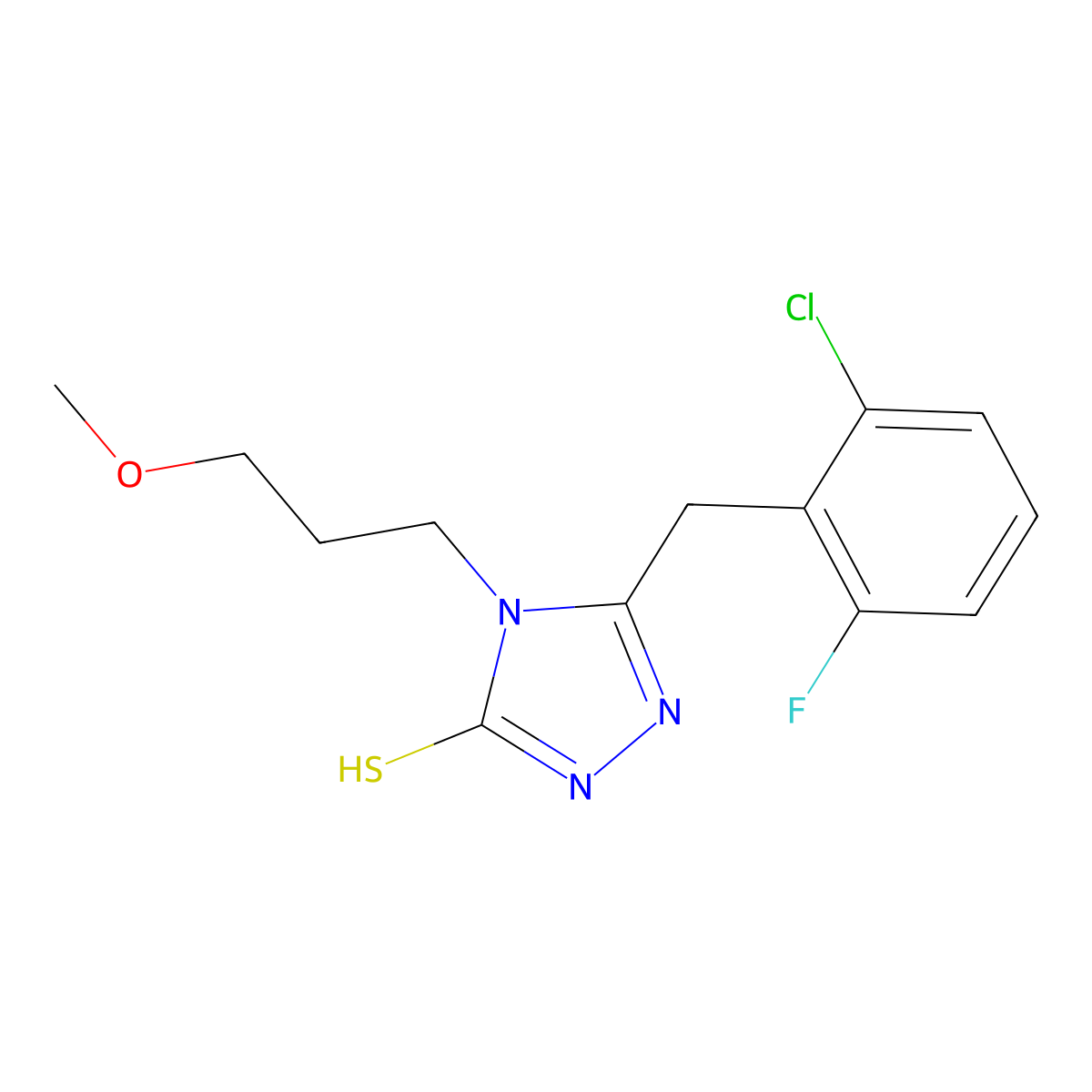 5-[(2-Chloro-6-fluorophenyl)methyl]-4-(3-methoxypropyl)-1,2,4-triazole-3-thiol molecular structure, CAS 725226-51-7