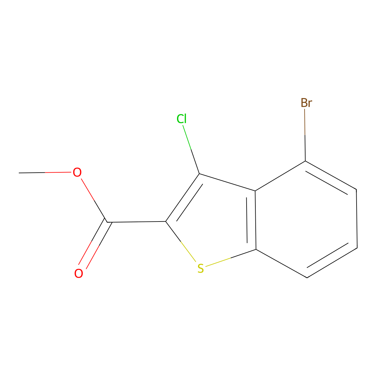 Methyl 4-bromo-3-chloro-1-benzothiophene-2-carboxylate molecular structure, CAS 725226-80-2