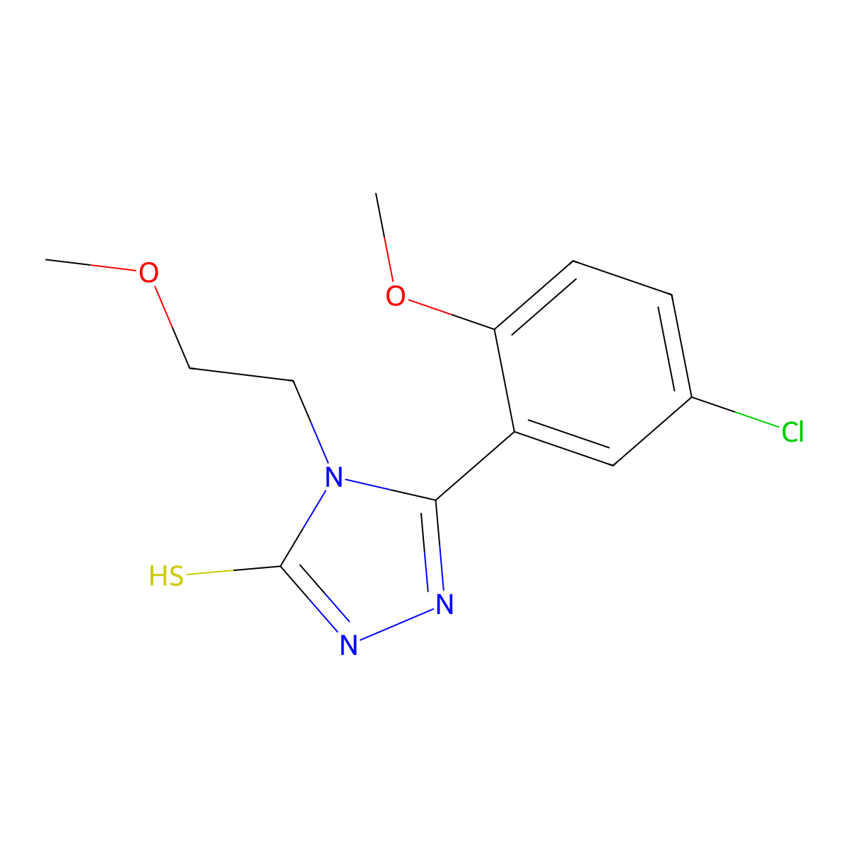 5-(5-Chloro-2-methoxyphenyl)-4-(2-methoxyethyl)-1,2,4-triazole-3-thiol molecular structure, CAS 725226-84-6