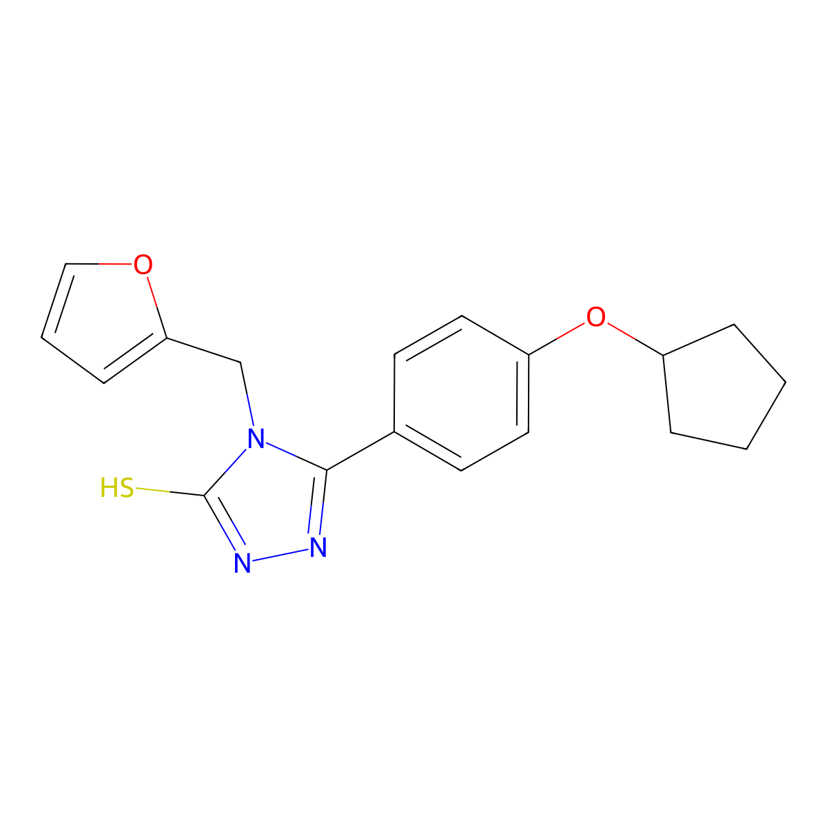 5-(4-Cyclopentyloxyphenyl)-4-(2-furylmethyl)-1,2,4-triazole-3-thiol molecular structure, CAS 725227-15-6