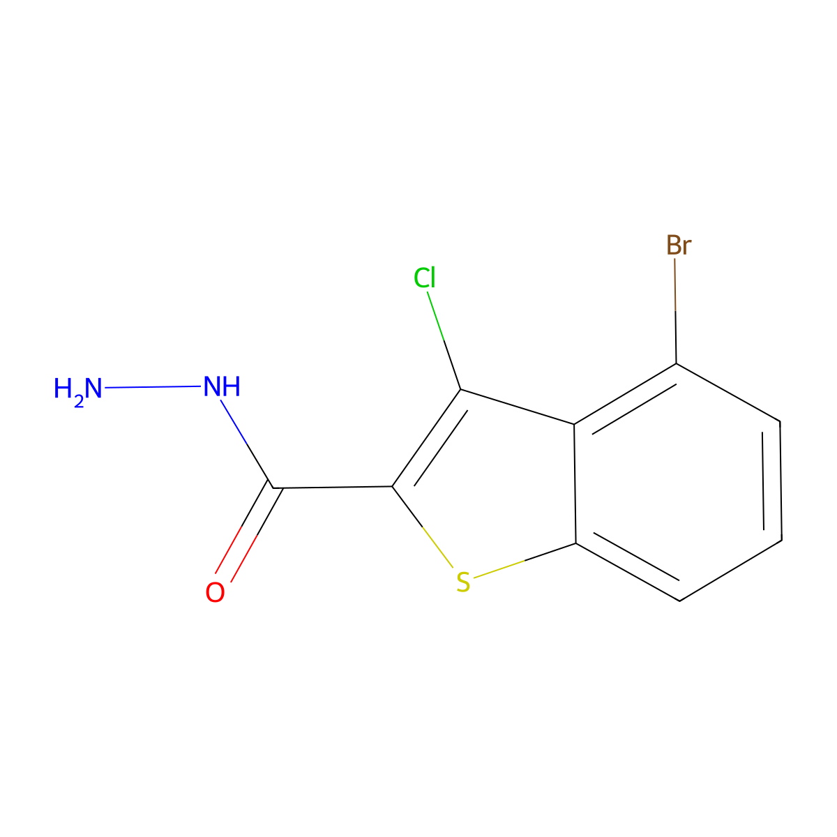 4-Bromo-3-chloro-1-benzothiophene-2-carbohydrazide molecular structure, CAS 725227-19-0