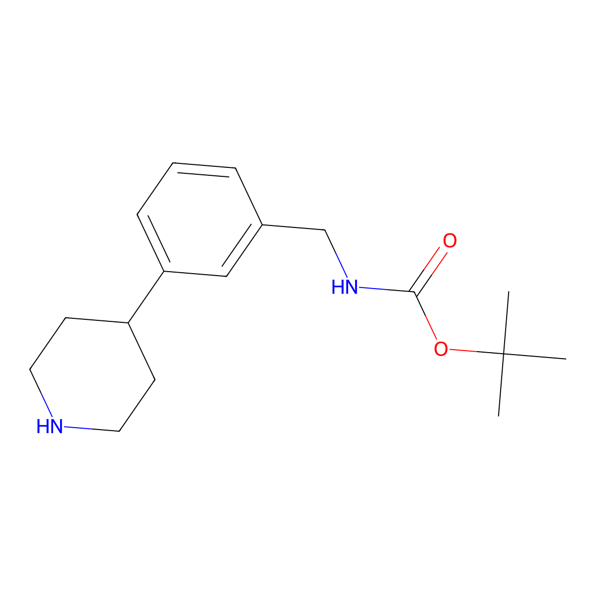Tert-butyl 3-(piperidin-4-yl)benzylcarbamate molecular structure, CAS 725228-49-9