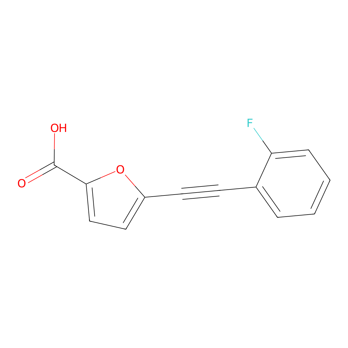 5-((2-Fluorophenyl)ethynyl)furan-2-carboxylic acid molecular structure, CAS 725228-51-3