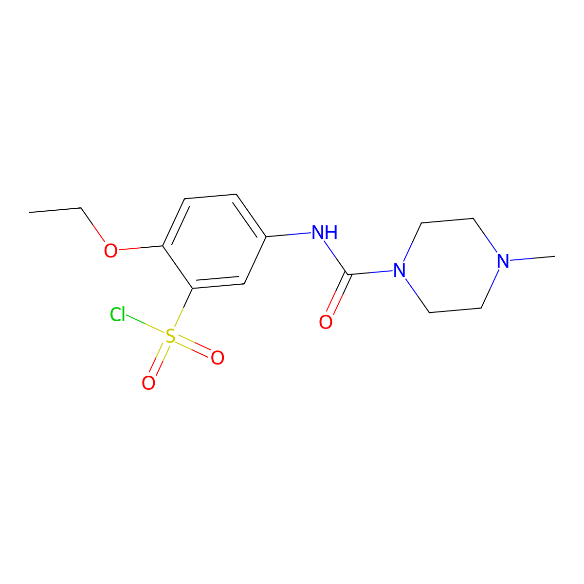2-Ethoxy-5-(4-methylpiperazine-1-carboxamido)benzene-1-sulfonyl chloride molecular structure, CAS 725234-38-8