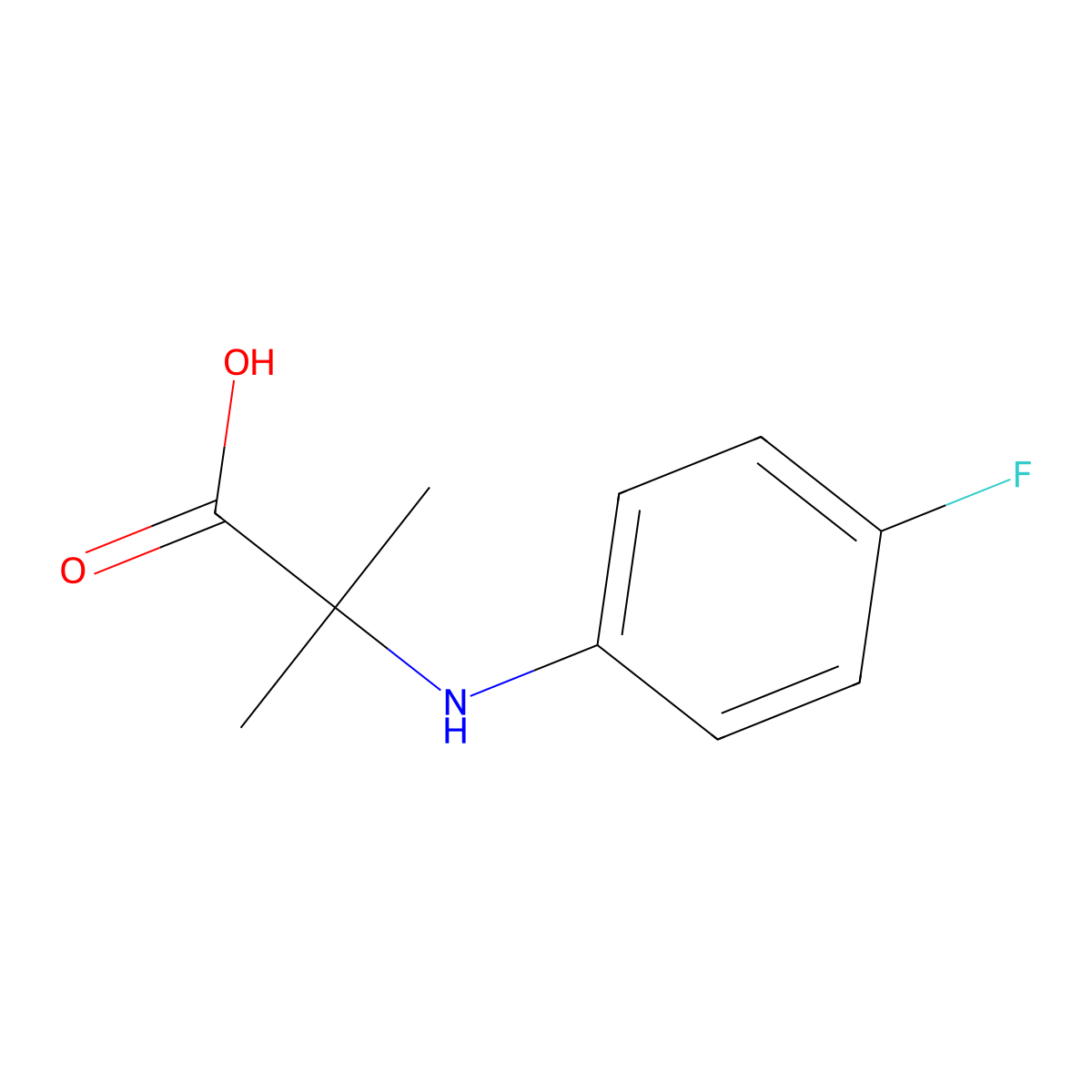 2-(4-Fluoro-phenylamino)-2-methyl-propionic acid molecular structure, CAS 725234-46-8