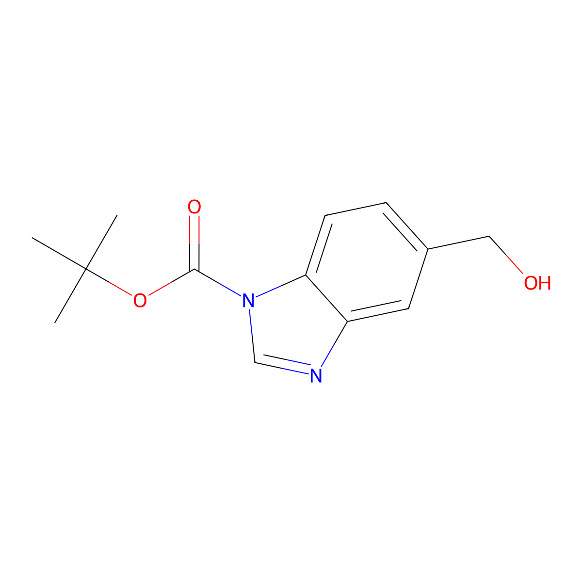 tert-Butyl 5-(hydroxymethyl)-1H-benzo[d]imidazole-1-carboxylate molecular structure, CAS 725237-71-8