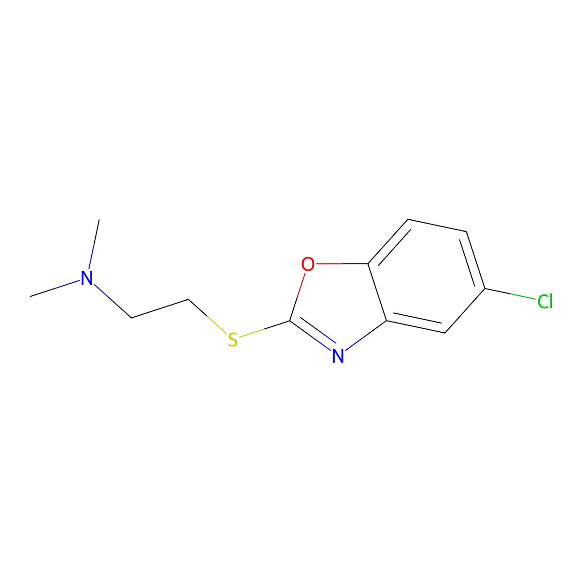 2-[(5-chloro-1,3-benzoxazol-2-yl)sulfanyl]-N,N-dimethylethanamine molecular structure, CAS 725242-49-9